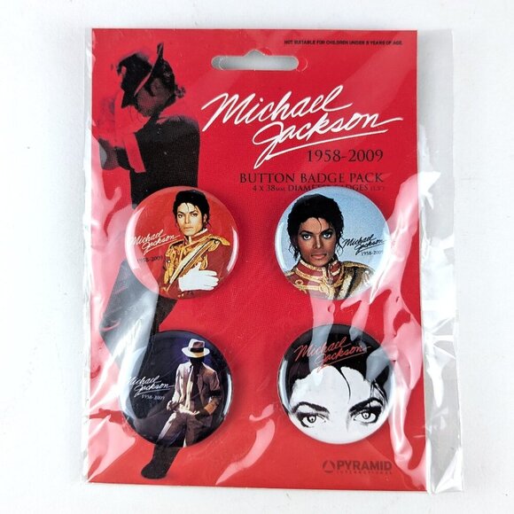 NEW Michael Jackson Memorial Button Badge 4pk - Picture 1 of 4